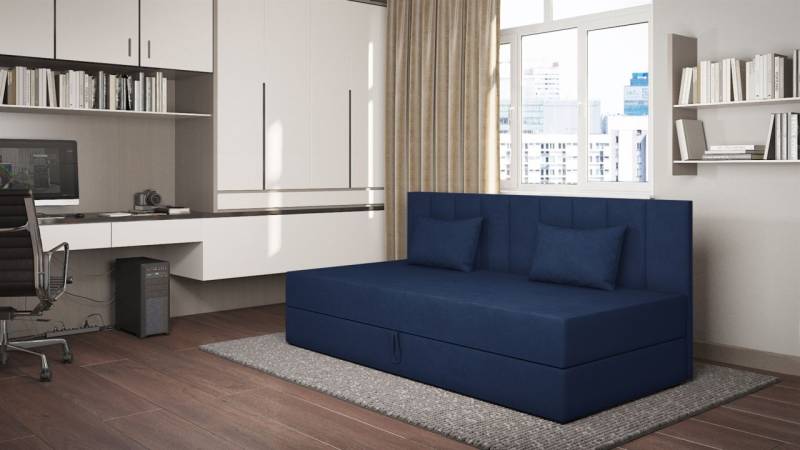 Sofa Polsterliege Kindersofa MARGOT in Stoff Opera Velvet Dunkelblau von Fun Möbel