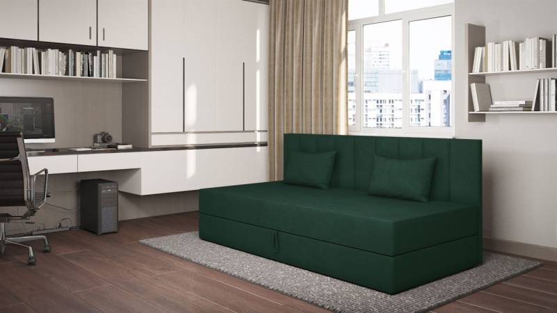 Sofa Polsterliege Kindersofa MARGOT in Stoff Opera Velvet Dunkelgrün von Fun Möbel
