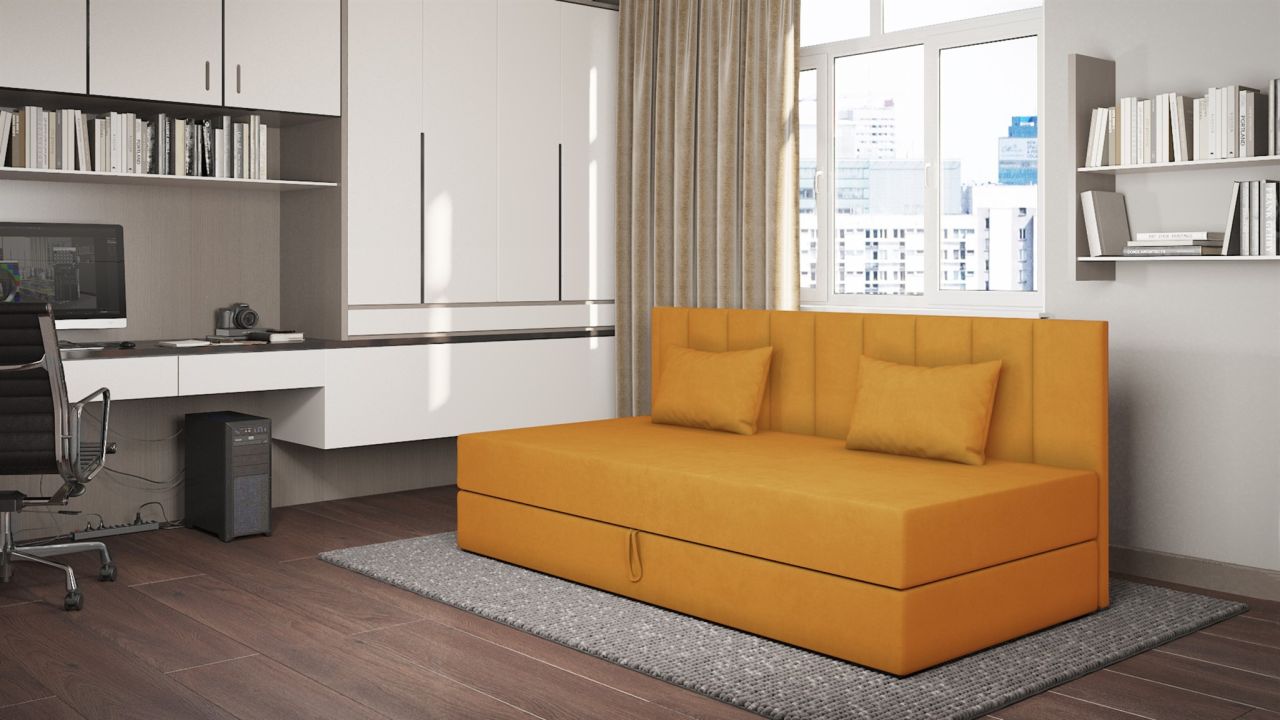 Sofa Polsterliege Kindersofa MARGOT in Stoff Opera Velvet Gelb Sofa Polsterliege Kindersofa MARGOT in Stoff Opera Velvet Gelb von Fun Möbel
