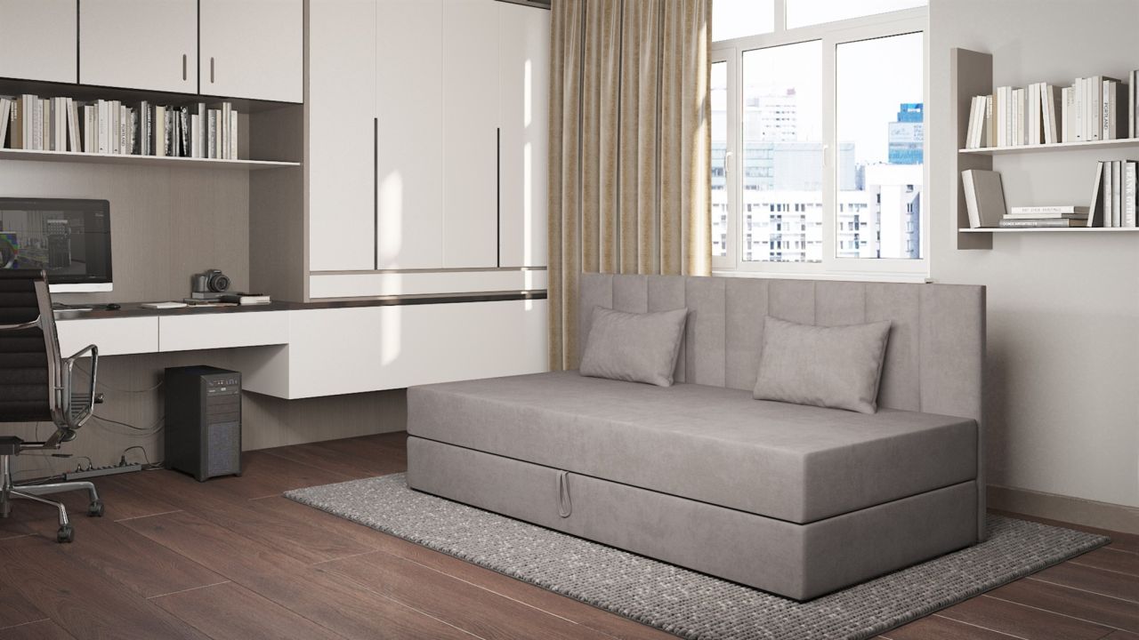 Sofa Polsterliege Kindersofa MARGOT in Stoff Opera Velvet Grau Sofa Polsterliege Kindersofa MARGOT in Stoff Opera Velvet Grau von Fun Möbel