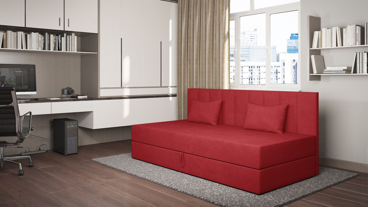 Sofa Polsterliege Kindersofa MARGOT in Stoff Opera Velvet Rot Sofa Polsterliege Kindersofa MARGOT in Stoff Opera Velvet Rot von Fun Möbel