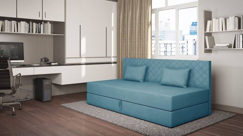 Sofa Polsterliege Kindersofa SIENA in Stoff Opera Velvet Blau von Fun Möbel