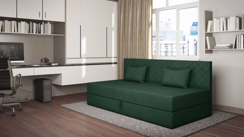 Sofa Polsterliege Kindersofa SIENA in Stoff Opera Velvet Dunkelgrün von Fun Möbel