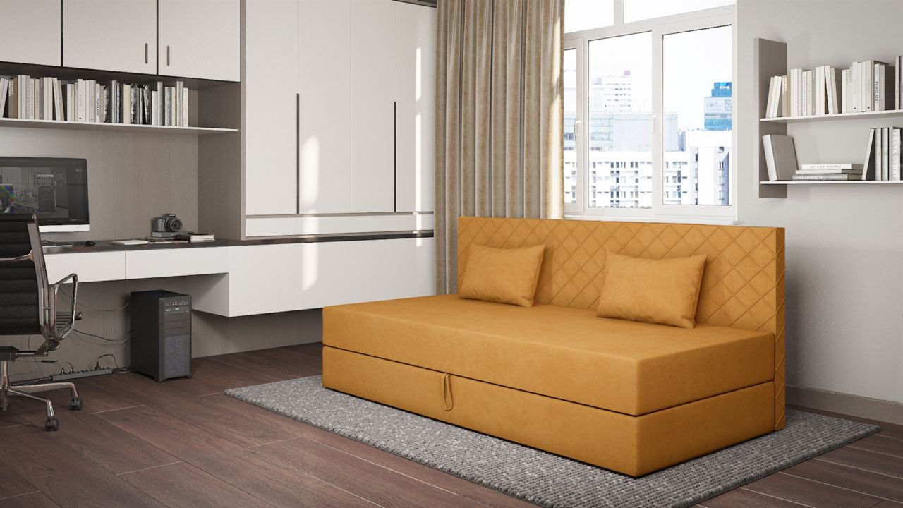 Sofa Polsterliege Kindersofa SIENA in Stoff Opera Velvet Gelb Sofa Polsterliege Kindersofa SIENA in Stoff Opera Velvet Gelb von Fun Möbel