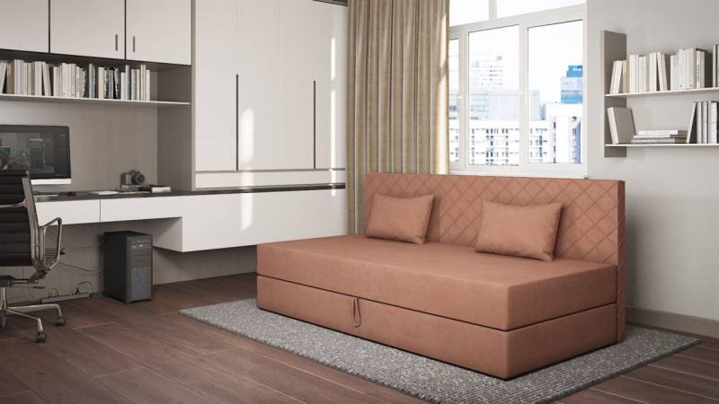 Sofa Polsterliege Kindersofa SIENA in Stoff Opera Velvet Lachs von Fun Möbel