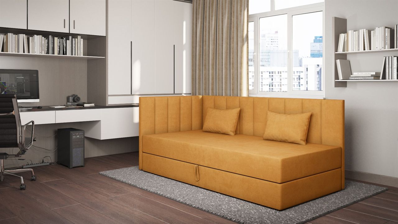 Sofa Polsterliege Kindersofa THELMA Seite Universal in Stoff Opera Velvet Gelb Sofa Polsterliege Kindersofa THELMA Seite Universal in Stoff Opera Velvet Gelb von Fun Möbel
