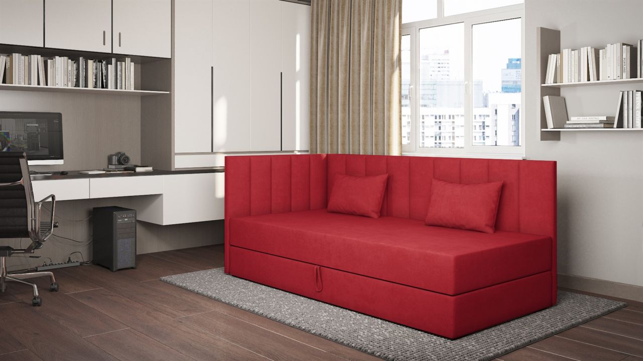 Sofa Polsterliege Kindersofa THELMA Seite Universal in Stoff Opera Velvet Rot Sofa Polsterliege Kindersofa THELMA Seite Universal in Stoff Opera Velvet Rot von Fun Möbel