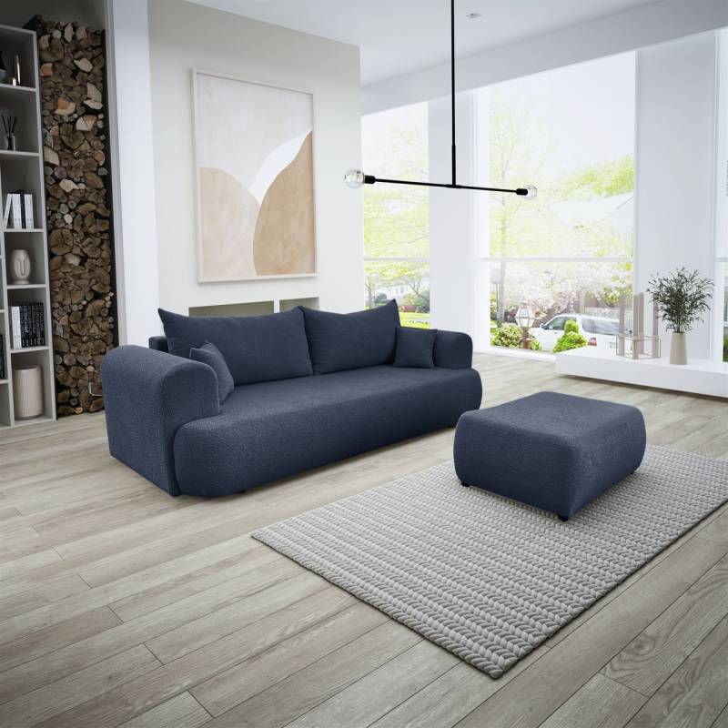 Sofa Schlafsofa 3-Sitzer ANIKE inkl. Polsterhocker in Stoff Now or Never Dunk... von Fun Möbel