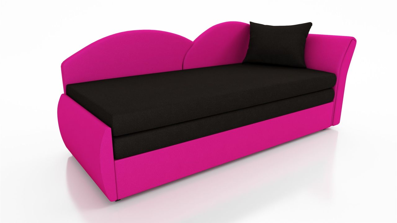 Sofa Schlafsofa inklusive Bettkasten ALINA / L- Stoff Alova Pink / Schwarz von Fun Möbel