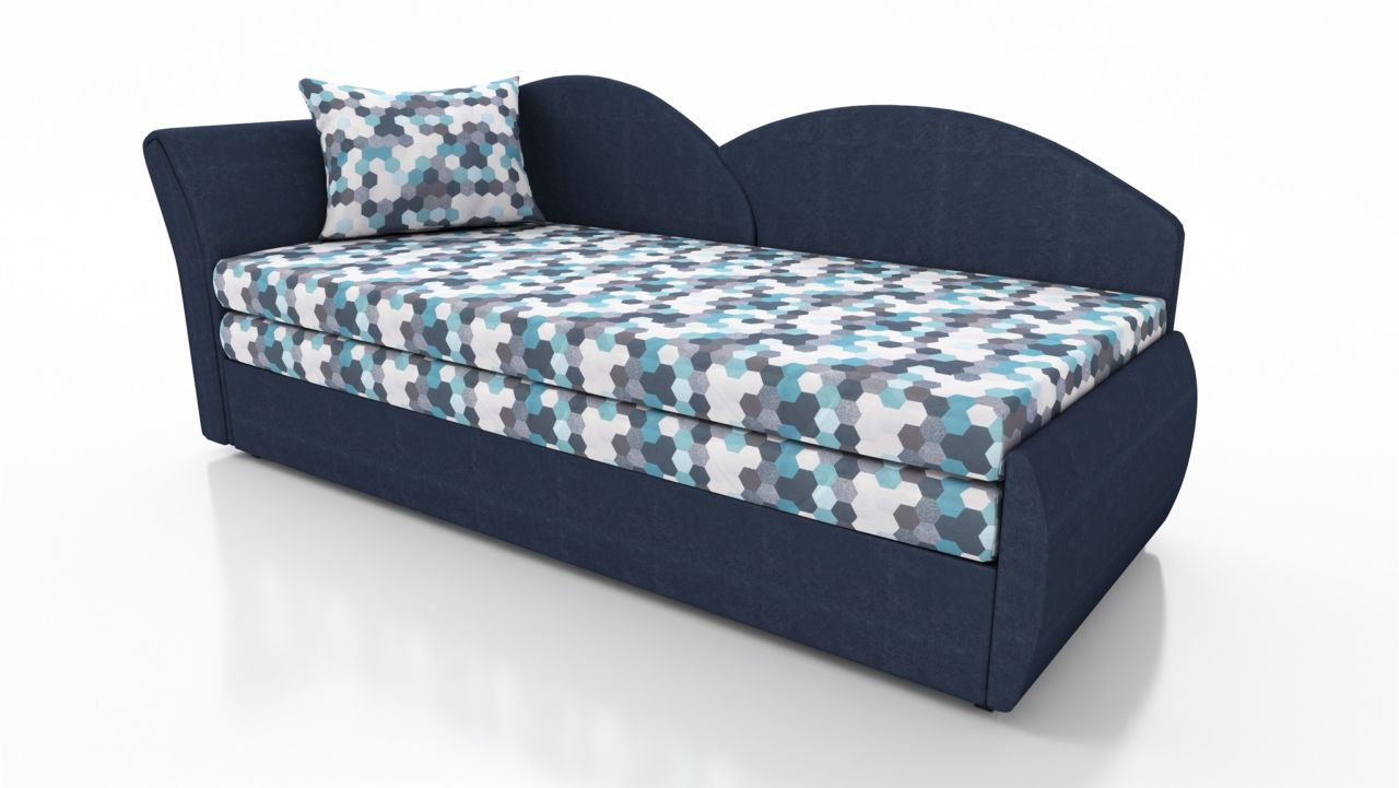 Sofa Schlafsofa inklusive Bettkasten ALINA / R- Stoff Alova Blau / Muster von Fun Möbel