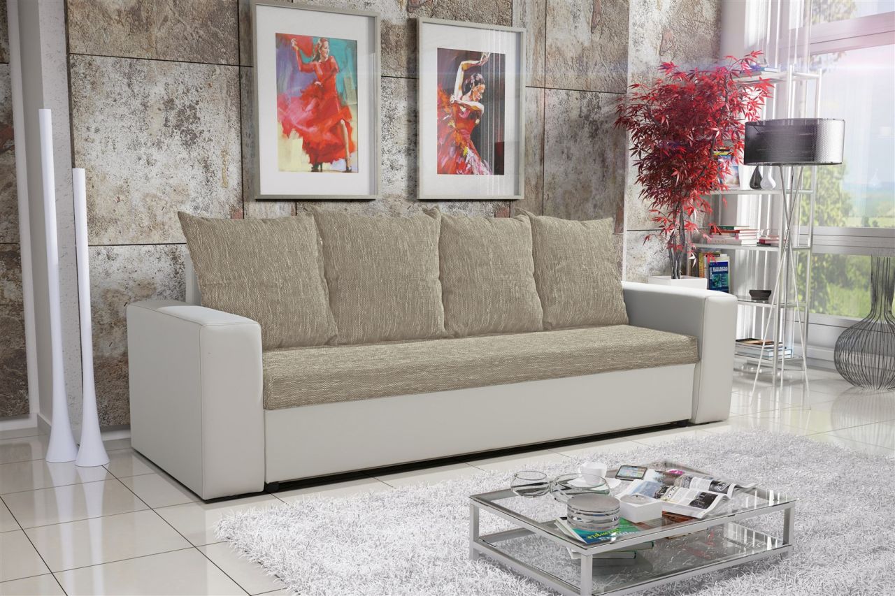 Sofa Schlafsofa inklusive Bettkasten NINA Weiss / Beige Sofa Schlafsofa inklusive Bettkasten NINA Weiss / Beige von Fun Moebel