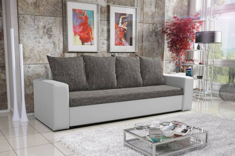 Sofa Schlafsofa inklusive Bettkasten NINA Weiss / Grau Sofa Schlafsofa inklusive Bettkasten NINA Weiss / Grau von Fun Moebel