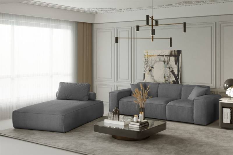 Sofa Set 2-teilig Sezlong und Sofa 3-Sitzer CELES in Stoff Scala Aschgrau Sofa Set 2-teilig Sezlong und Sofa 3-Sitzer CELES in Stoff Scala Aschgrau von Fun Moebel