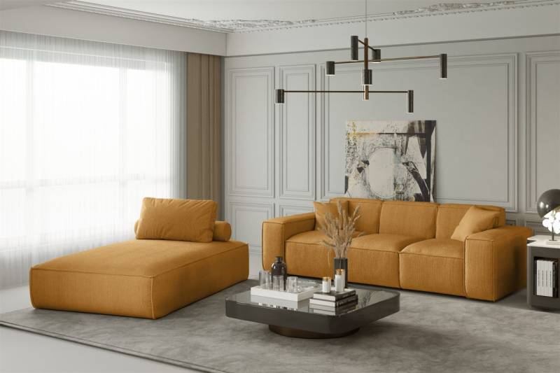 Sofa Set 2-teilig Sezlong und Sofa 3-Sitzer CELES in Stoff Scala Gelb Sofa Set 2-teilig Sezlong und Sofa 3-Sitzer CELES in Stoff Scala Gelb von Fun Moebel