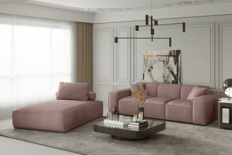 Sofa Set 2-teilig Sezlong und Sofa 3-Sitzer CELES in Stoff Scala Rose von Fun Moebel