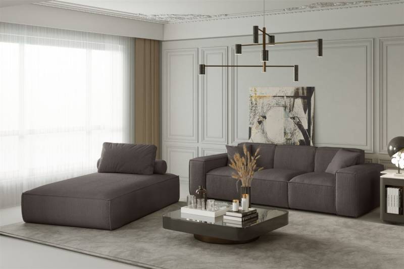 Sofa Set 2-teilig Sezlong und Sofa 3-Sitzer CELES in Stoff Scala Taupe von Fun Moebel