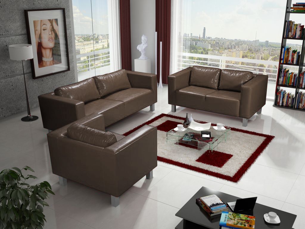 Sofa Set MAILAND 3-2-1 Sofagarnitur in Kunstleder Braun Sofa Set MAILAND 3-2-1 Sofagarnitur in Kunstleder Braun von Fun Moebel