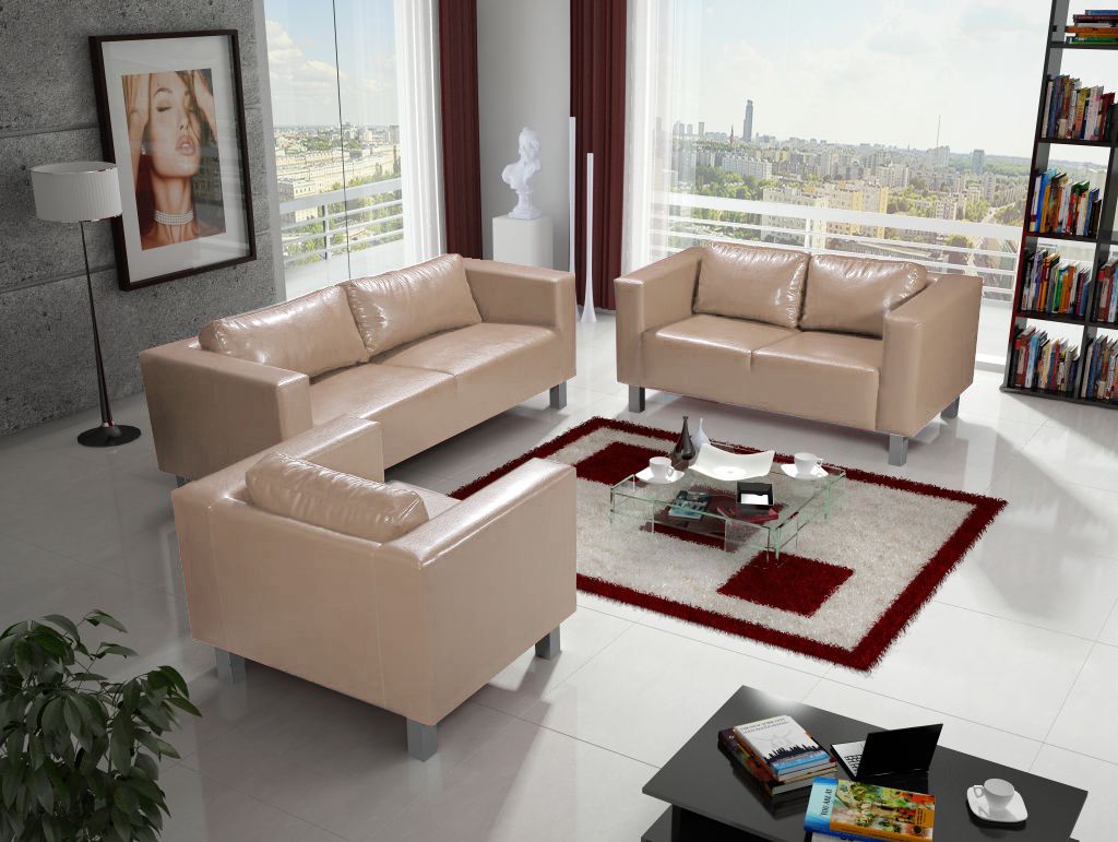 Sofa Set MAILAND 3-2-1 Sofagarnitur in Kunstleder Cappuccino Sofa Set MAILAND 3-2-1 Sofagarnitur in Kunstleder Cappuccino von Fun Moebel