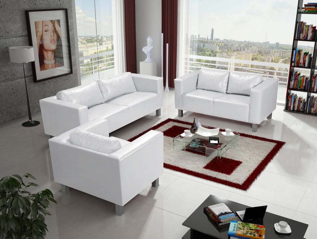Sofa Set MAILAND 3-2-1 Sofagarnitur in Kunstleder Weiss Sofa Set MAILAND 3-2-1 Sofagarnitur in Kunstleder Weiss von Fun Moebel