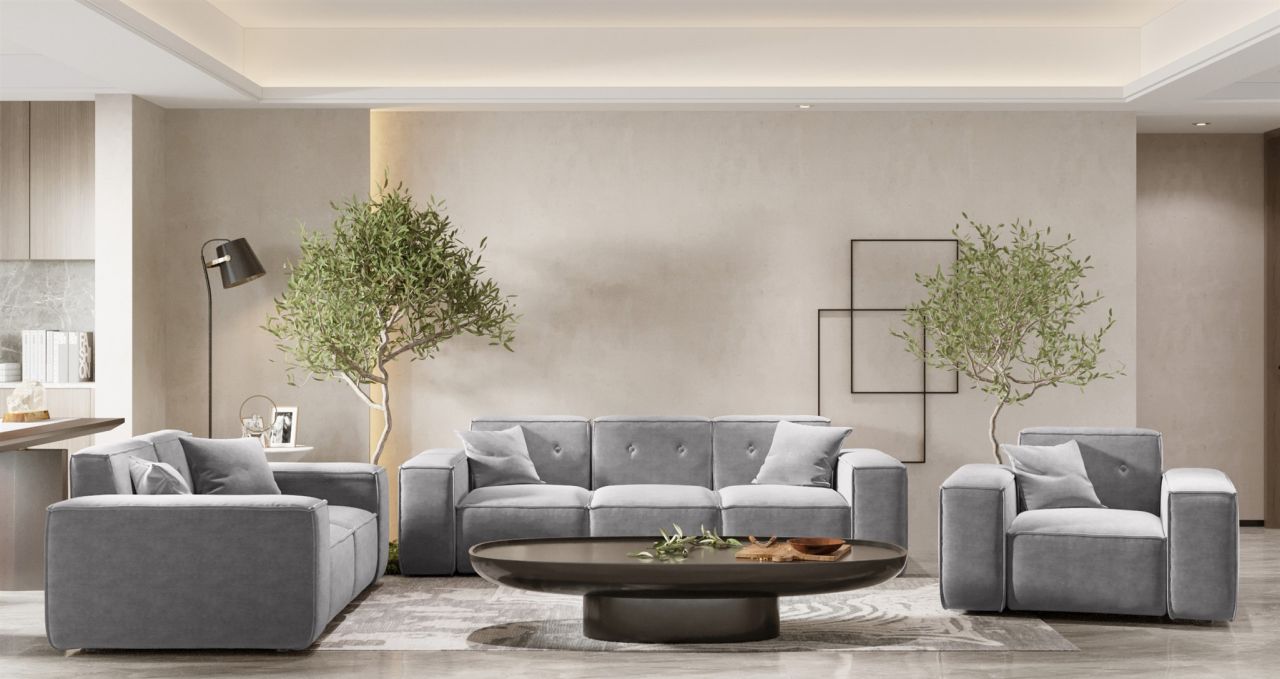 Sofaset Designersofa CESINA 3-2-1 in Stoff Perfect Harmony Grau Sofaset Designersofa CESINA 3-2-1 in Stoff Perfect Harmony Grau von Fun Möbel