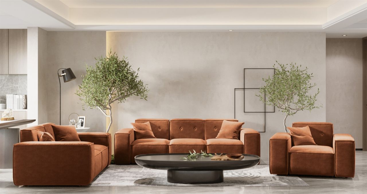 Sofaset Designersofa CESINA 3-2-1 in Stoff Perfect Harmony Rostbraun Sofaset Designersofa CESINA 3-2-1 in Stoff Perfect Harmony Rostbraun von Fun Möbel