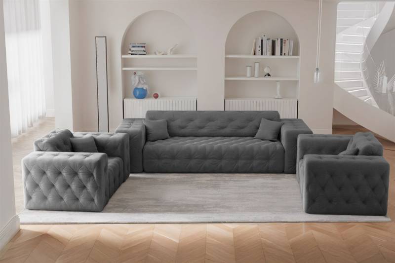 Sofaset Designersofa CHANTAL 3-1-1 in Stoff Moly Anthrazit Sofaset Designersofa CHANTAL 3-1-1 in Stoff Moly Anthrazit von Fun Moebel