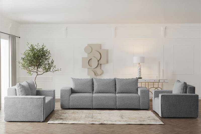 Sofaset Designersofa ESTELLE 3-2-1 mit Schlaffunktion Stoff Abriamo Grau Sofaset Designersofa ESTELLE 3-2-1 mit Schlaffunktion Stoff Abriamo Grau von Fun Möbel