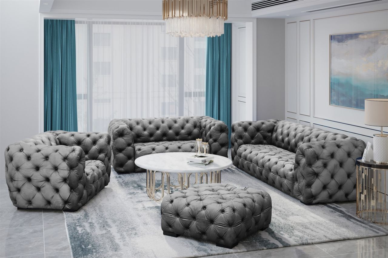 Sofaset Designersofa NATALIE 3-2-1 in Stoff Riviera Steel Sofaset Designersofa NATALIE 3-2-1 in Stoff Riviera Steel von Fun Moebel