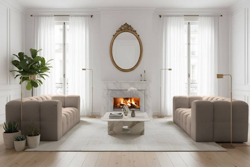 Sofaset Designersofa SOLVIE 2-2 in Stoff Tiffani Taupe Sofaset Designersofa SOLVIE 2-2 in Stoff Tiffani Taupe von Fun Möbel