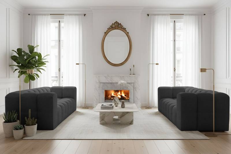 Sofaset Designersofa SOLVIE 3-3 in Stoff Moly Anthrazit Sofaset Designersofa SOLVIE 3-3 in Stoff Moly Anthrazit von Fun Möbel