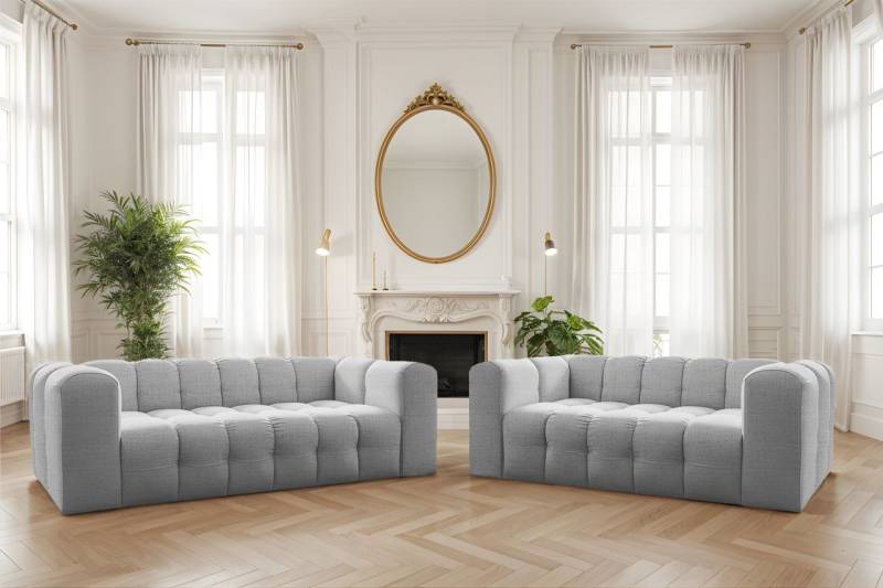 Sofaset Designersofa SOLVIE 3-4 in Stoff Moly Hellgrau Sofaset Designersofa SOLVIE 3-4 in Stoff Moly Hellgrau von Fun Möbel