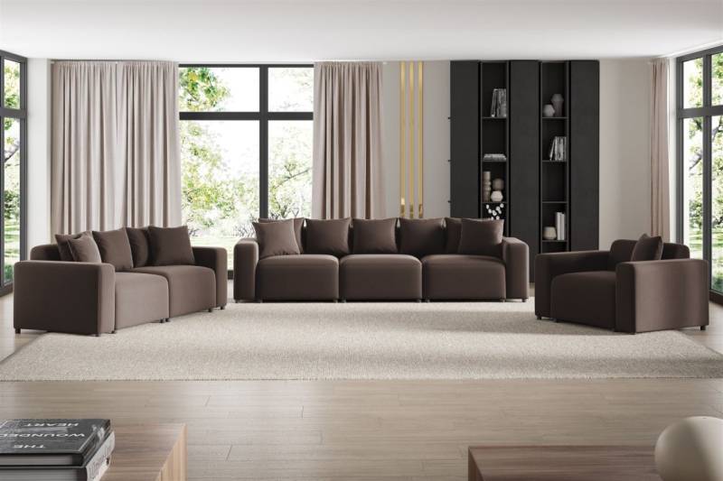 Sofaset Designersofas MEGAN 3-2-1 in Stoff Salvador Braun Sofaset Designersofas MEGAN 3-2-1 in Stoff Salvador Braun von Fun Möbel