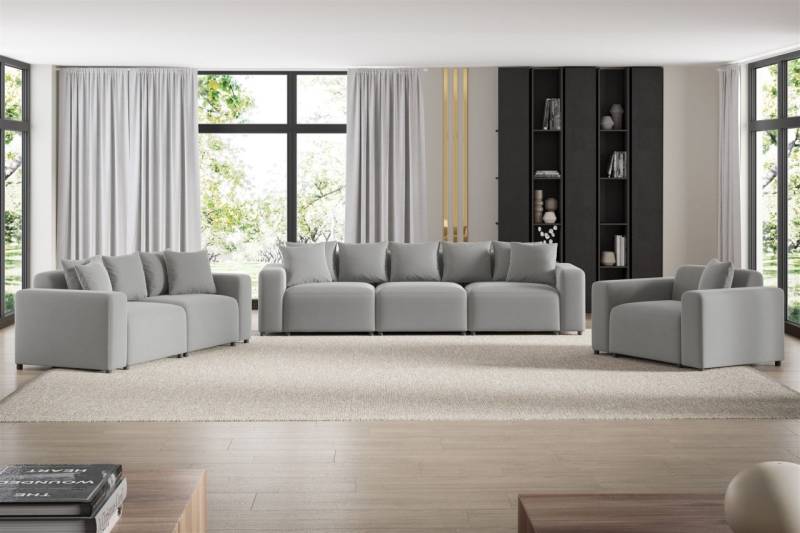 Sofaset Designersofas MEGAN 3-2-1 in Stoff Salvador Hellgrau Sofaset Designersofas MEGAN 3-2-1 in Stoff Salvador Hellgrau von Fun Möbel