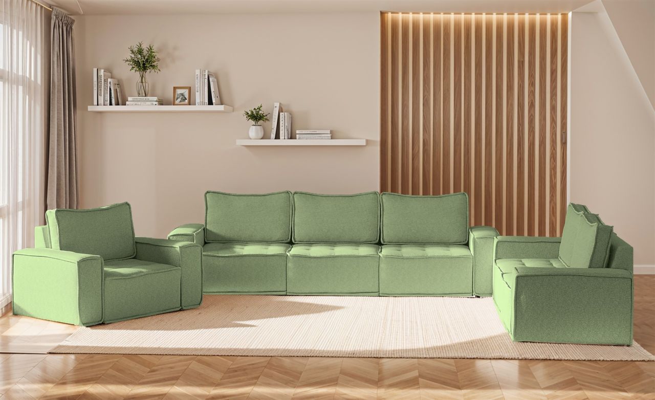 Sofaset Modulsofa-Set 6-teilig SANDE 3-2-1 Stoff Alpine Hellgrün Sofaset Modulsofa-Set 6-teilig SANDE 3-2-1 Stoff Alpine Hellgrün von Fun Möbel