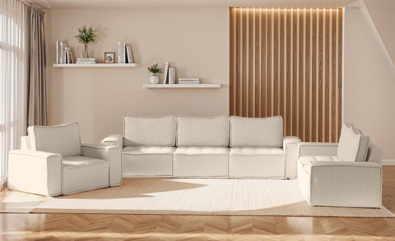 Sofaset Modulsofa-Set 6-teilig SANDE 3-2-1 Stoff Raven Creme Sofaset Modulsofa-Set 6-teilig SANDE 3-2-1 Stoff Raven Creme von Fun Möbel