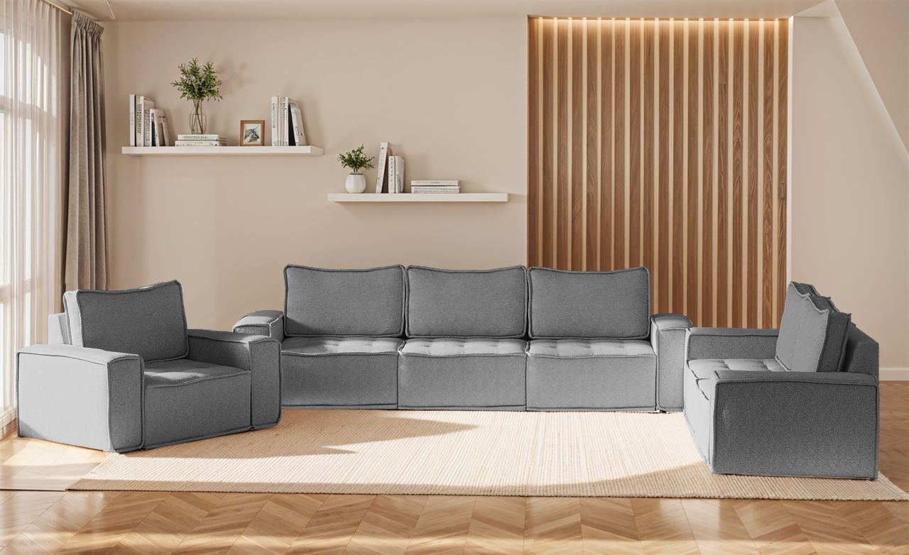 Sofaset Modulsofa-Set 6-teilig SANDE 3-2-1 Stoff Raven Grau Sofaset Modulsofa-Set 6-teilig SANDE 3-2-1 Stoff Raven Grau von Fun Möbel