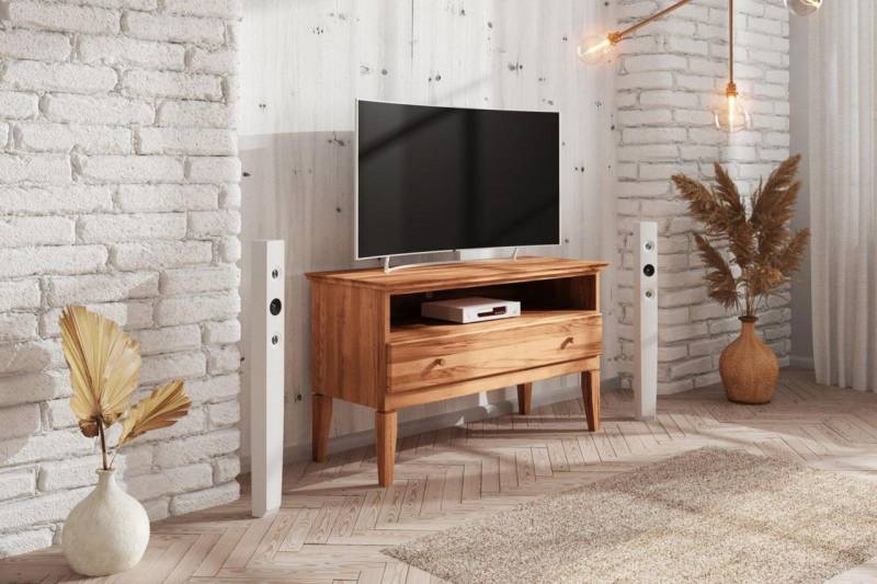 TV-Lowboard LENNES Buche massiv 112x66x45 cm von Fun Möbel