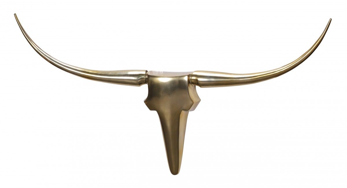 Wanddekoration Geweih Bull L 125 cm Aluminium golden von Fun Moebel