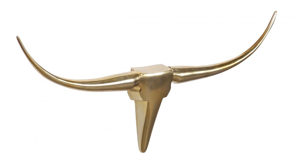 Wanddekoration Geweih Bull M 100 cm Aluminium golden von Fun Moebel