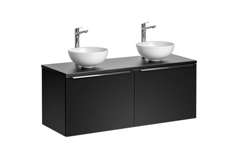 Waschtischunterschrank 4-tlg AKAN 120cm Schwarz matt Variante B inkl. Waschtisch von Fun Moebel