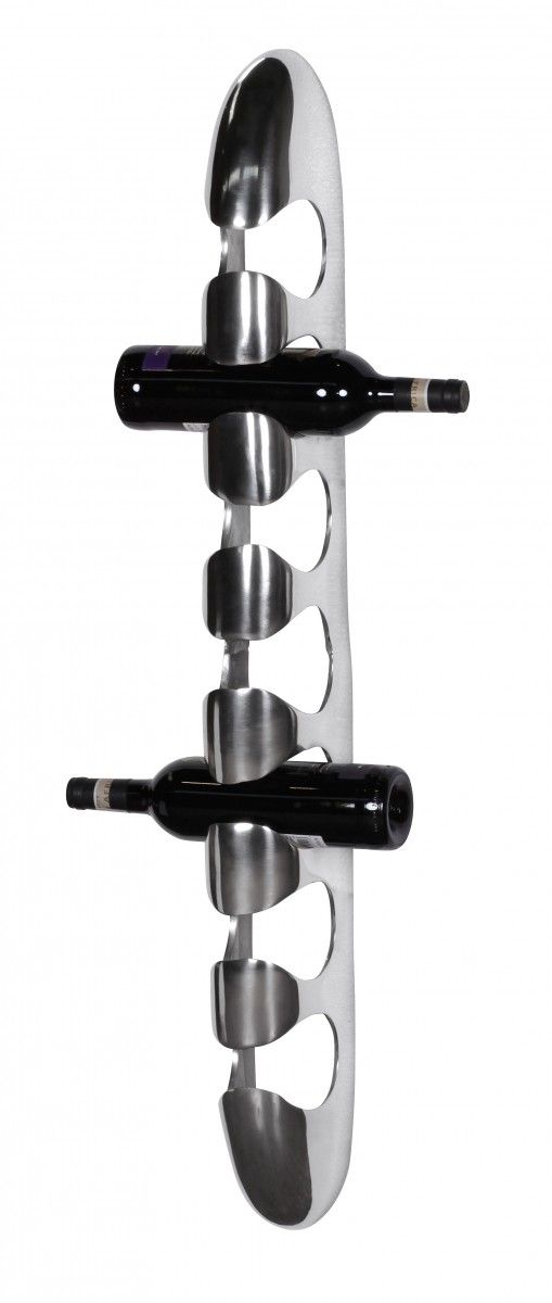 Weinregal Design 102 cm für 7 Flaschen Aluminium Silber von Fun Moebel