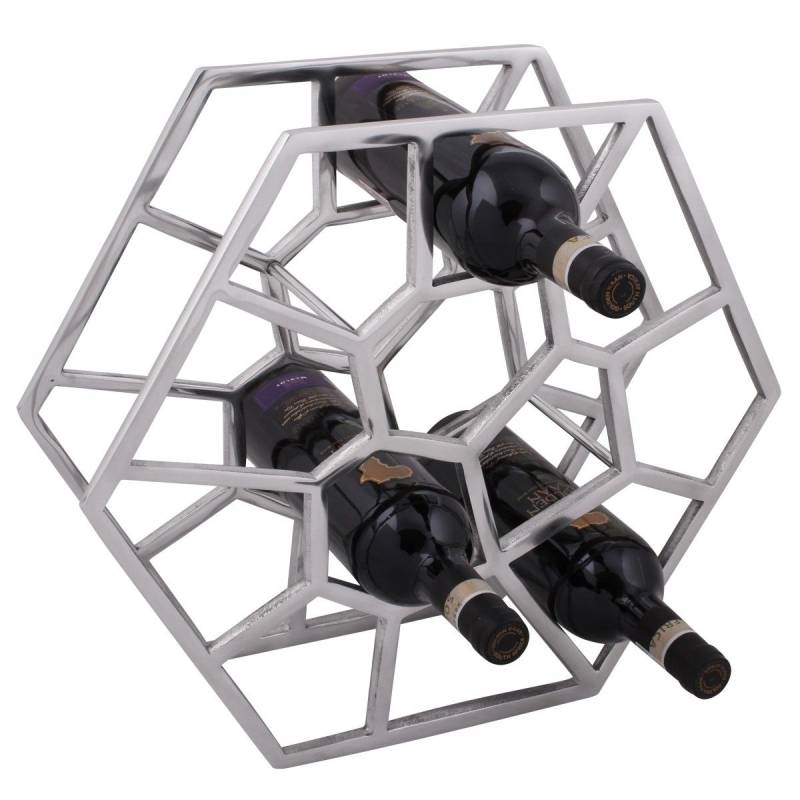 Weinregal Design 38 cm für 12 Flaschen Aluminium Silber von Fun Moebel