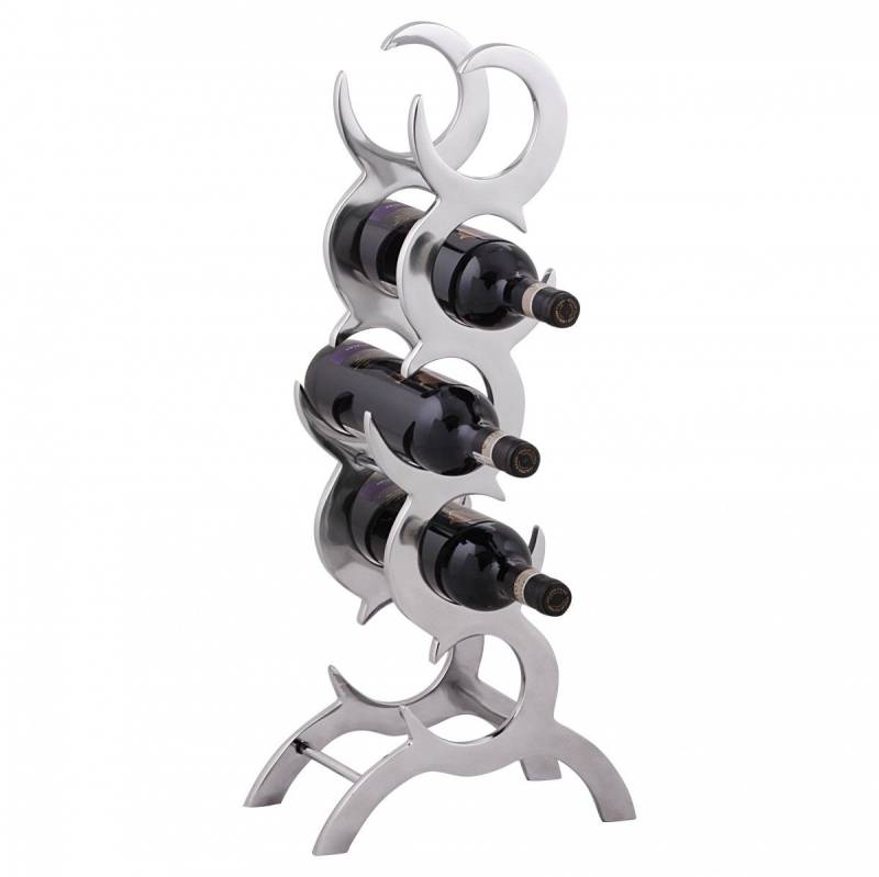 Weinregal Design 65 cm für 5 Flaschen Aluminium Silber von Fun Moebel