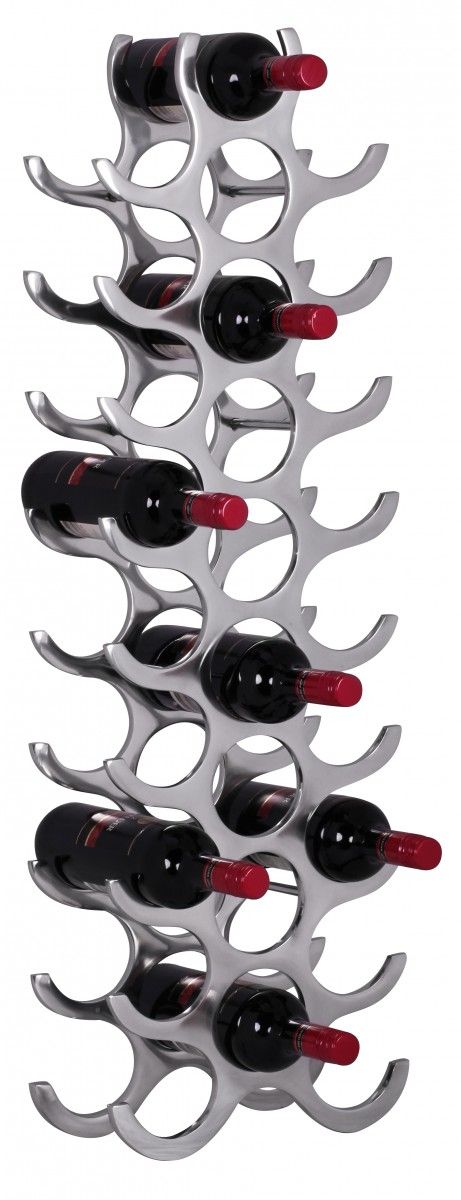 Weinregal Design 98 cm für 27 Flaschen Aluminium Silber von Fun Moebel