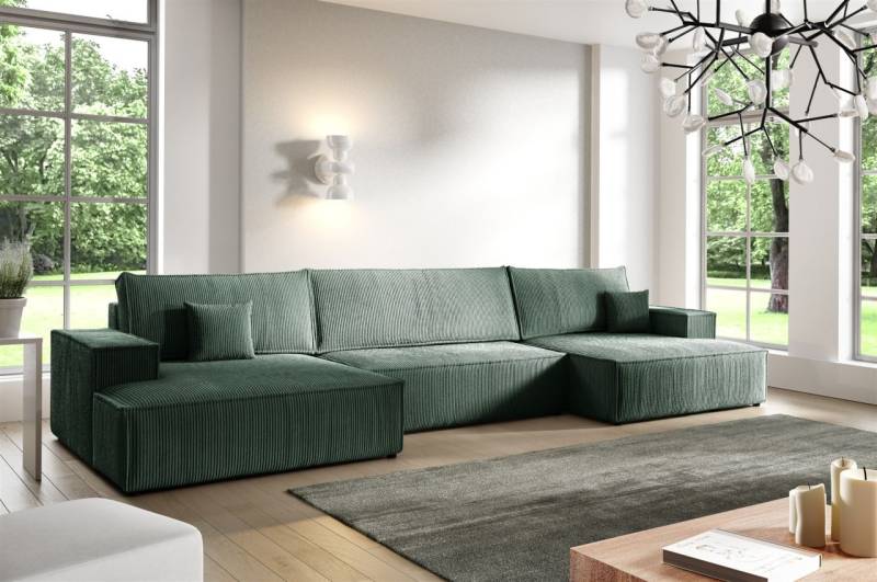 Wohnlandschaft Schlafsofa CORUNIA Stoff Poso Grün Wohnlandschaft Schlafsofa CORUNIA Stoff Poso Grün von Fun Möbel