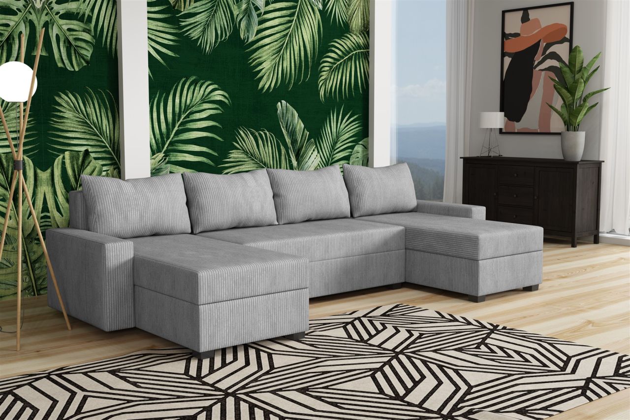 Wohnlandschaft Schlafsofa Sofa AGNETA Stoff Lincoln Hellgrau Wohnlandschaft Schlafsofa Sofa AGNETA Stoff Lincoln Hellgrau von Fun Möbel