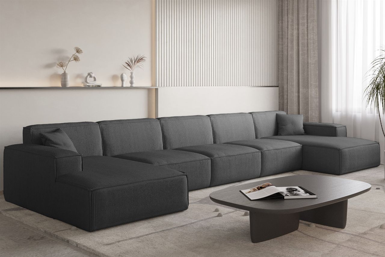 Wohnlandschaft Sofa U-Form CELES PREMIUM XL in Stoff Scala Anthrazit Wohnlandschaft Sofa U-Form CELES PREMIUM XL in Stoff Scala Anthrazit von Fun Möbel