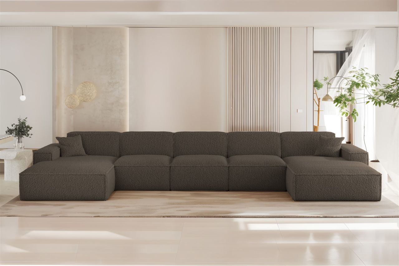 Wohnlandschaft Sofa U-Form CELES PREMIUM XL in Stoff Sven Braun von Fun Möbel