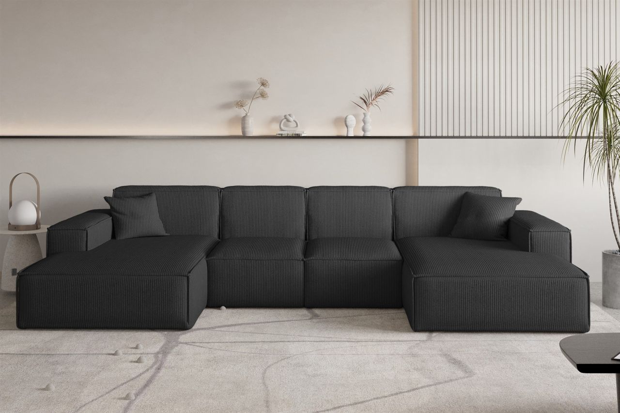 Wohnlandschaft Sofa U-Form CELES PREMIUM XS in Stoff Scala Schwarz Wohnlandschaft Sofa U-Form CELES PREMIUM XS in Stoff Scala Schwarz von Fun Möbel