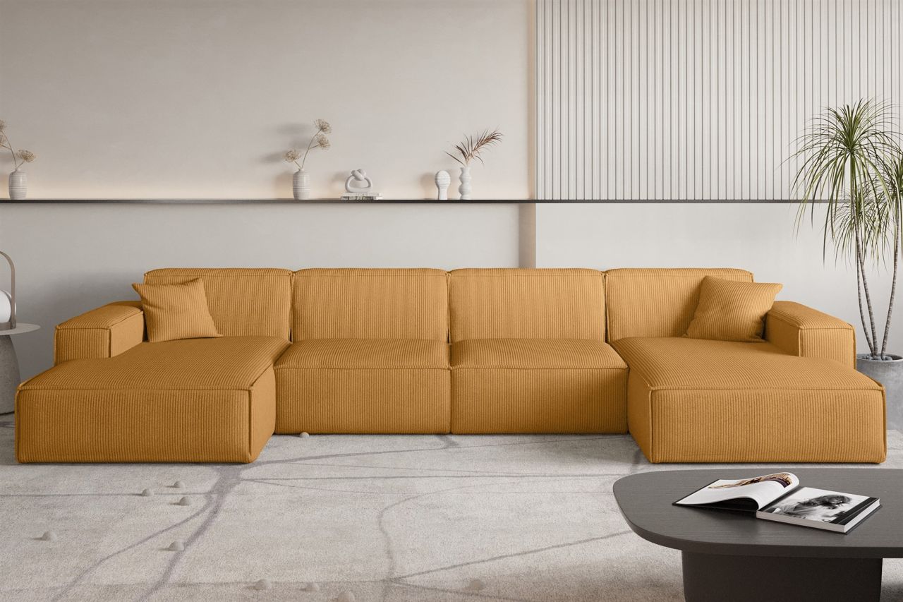 Wohnlandschaft Sofa U-Form CELES PREMIUM in Stoff Scala Senfgelb Wohnlandschaft Sofa U-Form CELES PREMIUM in Stoff Scala Senfgelb von Fun Möbel